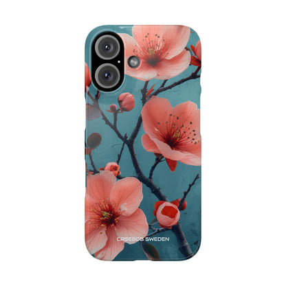 Teal Coral Blossom - Slim iPhone 16 Phone Case