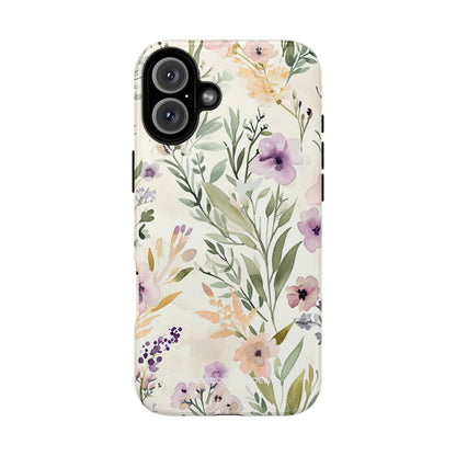 Soft Green Lavender Floral Pattern - Tough iPhone 16 Phone Case