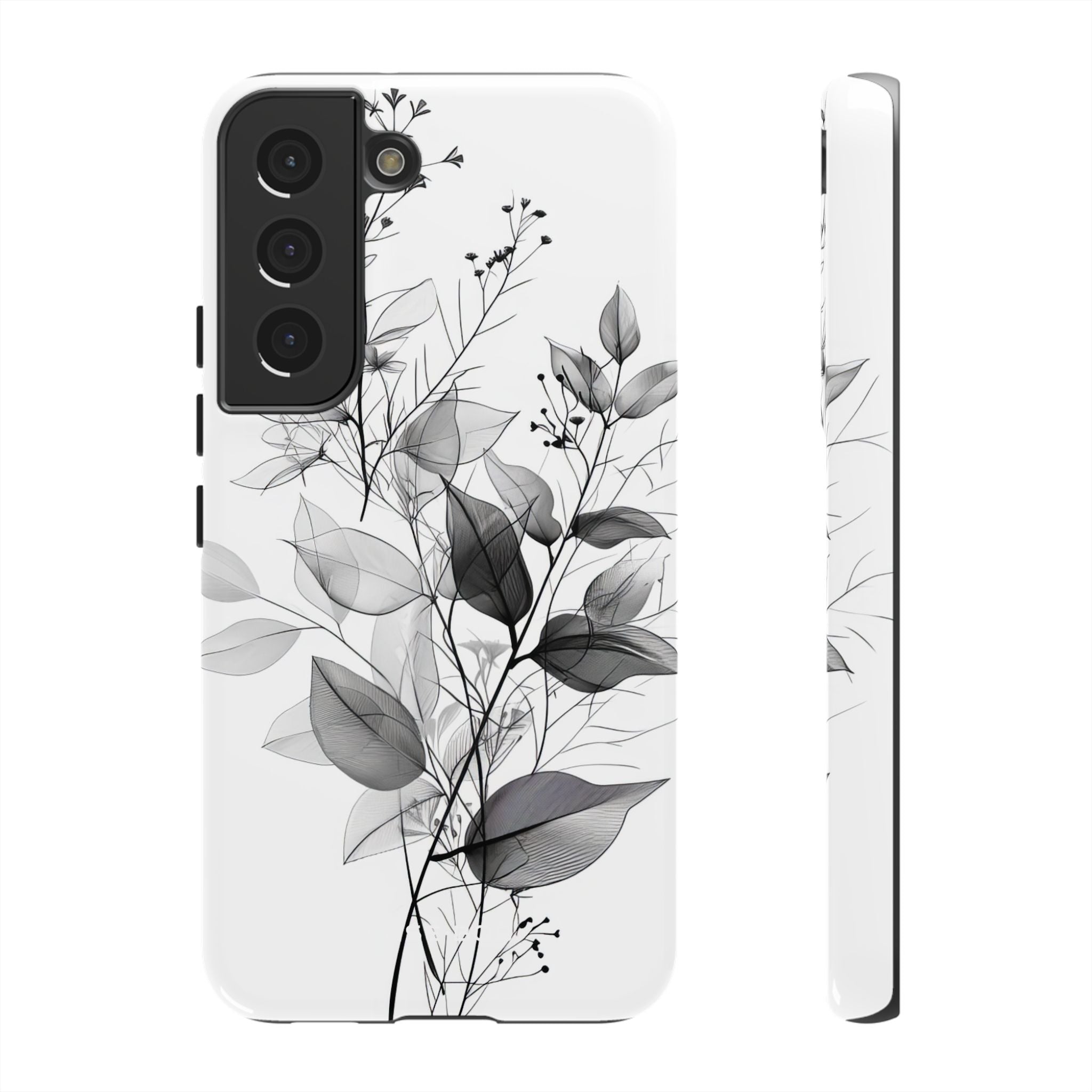 Veined Leaves Gray Samsung S22 Case - Tough
