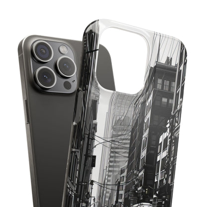 Urban Cityscape Line Perspective iPhone 15 - Slim Phone Case