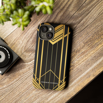 "Golden Art Deco Symmetry in Geometric Elegance" iPhone 15 - Tough Phone Case