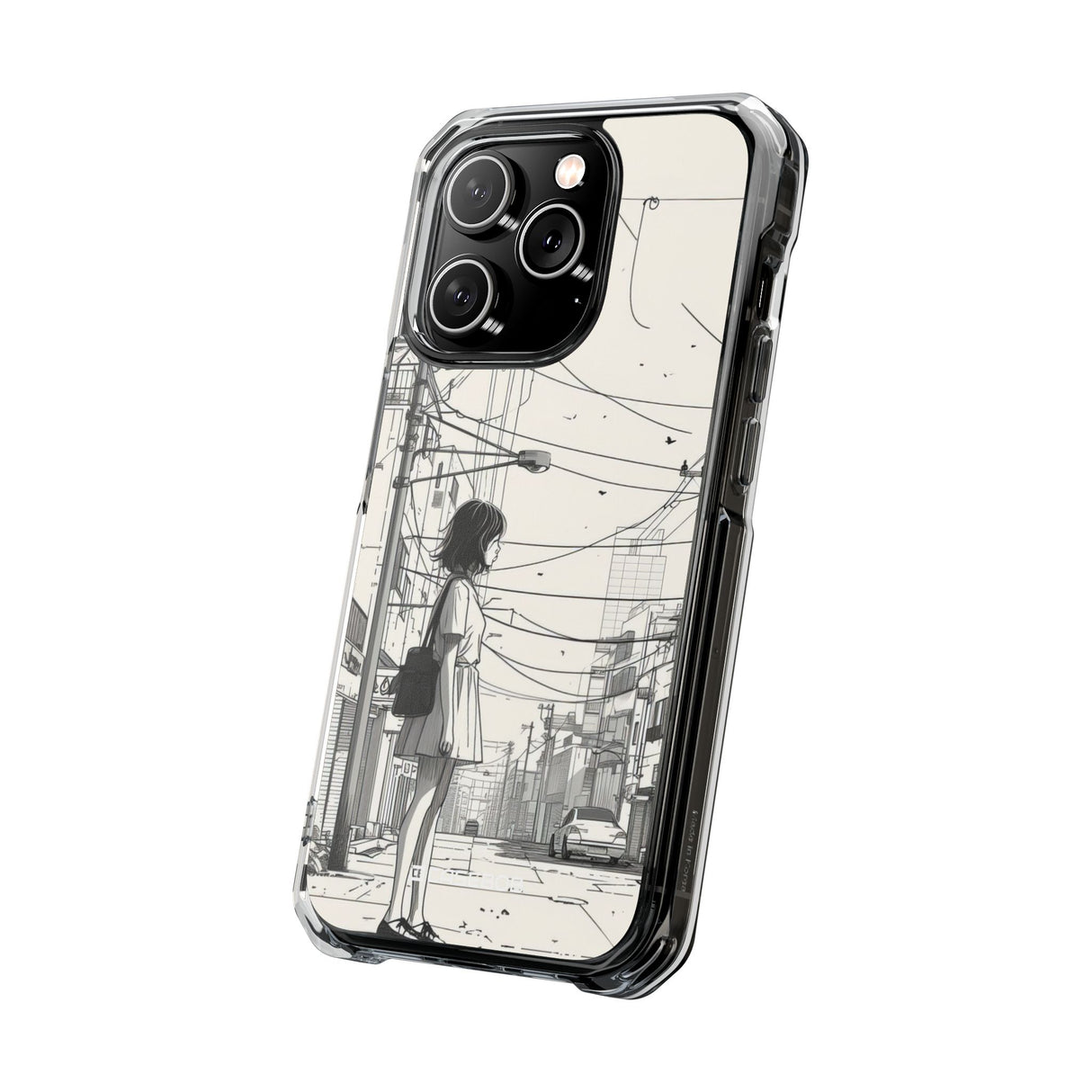 Urban Solitude Sketch - Phone Case for iPhone (Clear Impact - Magnetic)