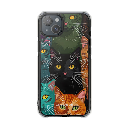 Teal Cat Grid iPhone 15 Plus Case - Impact