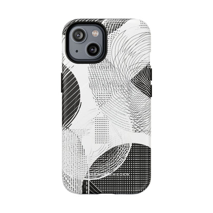 Geometric Monochrome Flow iPhone 14 | Tough+ Phone Case