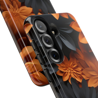 Graphical Orange Florals - Samsung Case