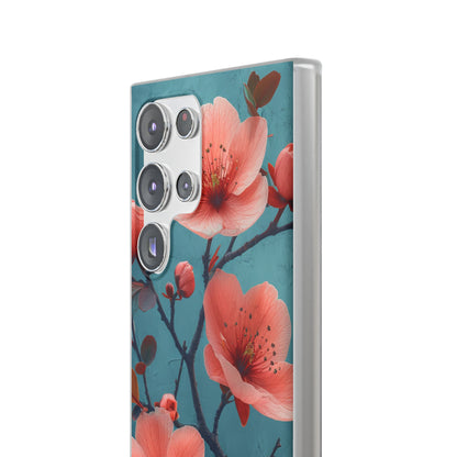 Teal Coral Blossom - Flexi Samsung S23 Phone Case