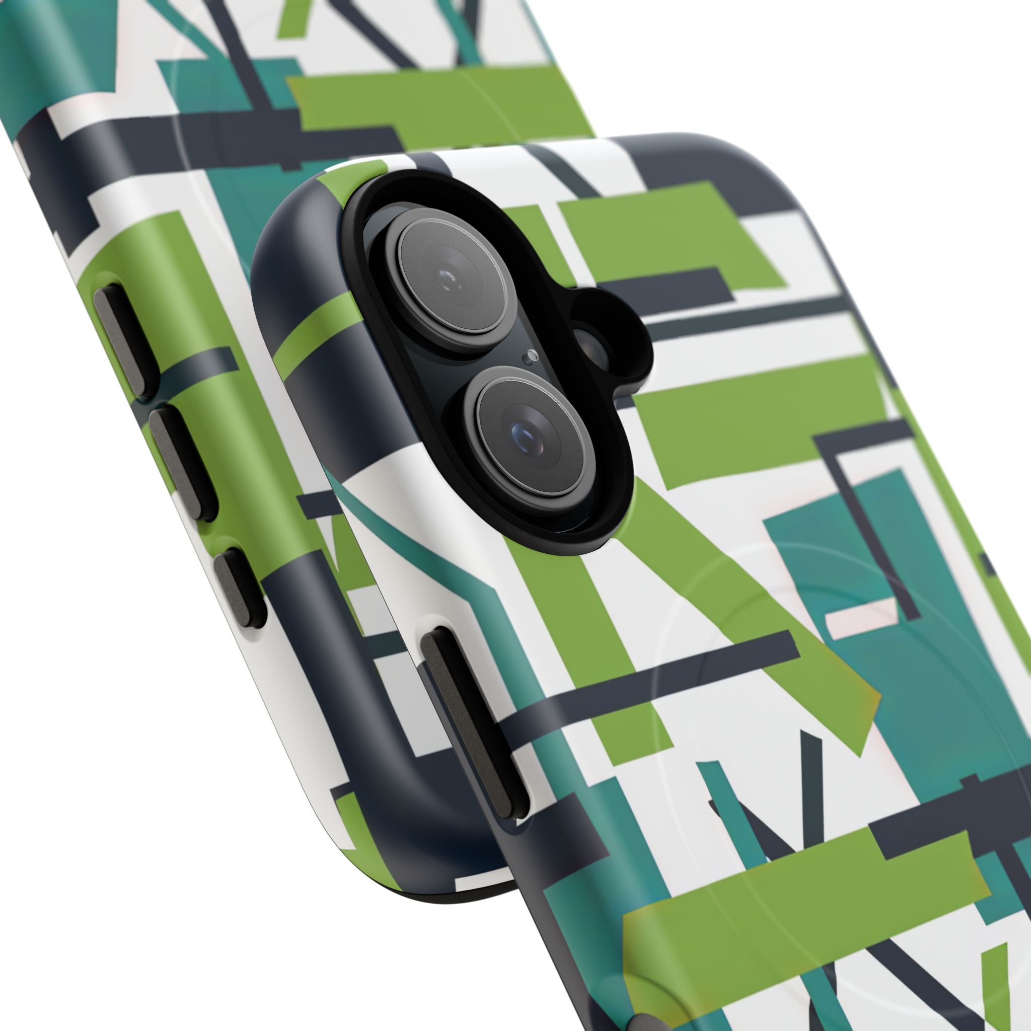 Green Geometry Glide iPhone 16  Tough+ Phone Case