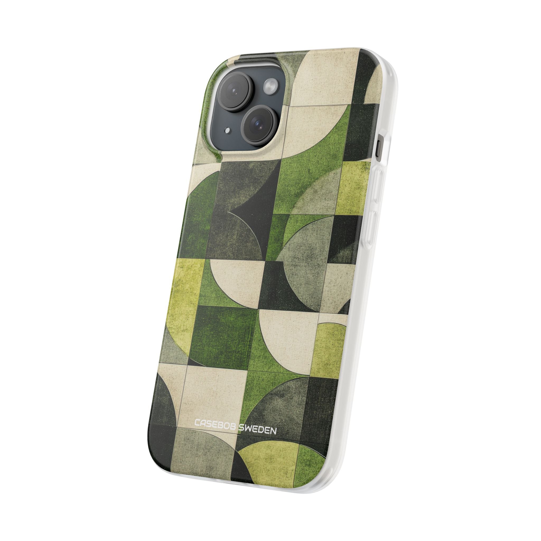 Green Geometric Harmony - Flexi iPhone 15 Phone Case