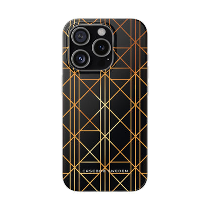 Golden Geometric Elegance iPhone 15 - Flexi Phone Case