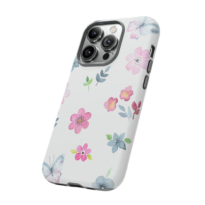 Vintage flowers and butterflies iPhone case - Protective Phone Case