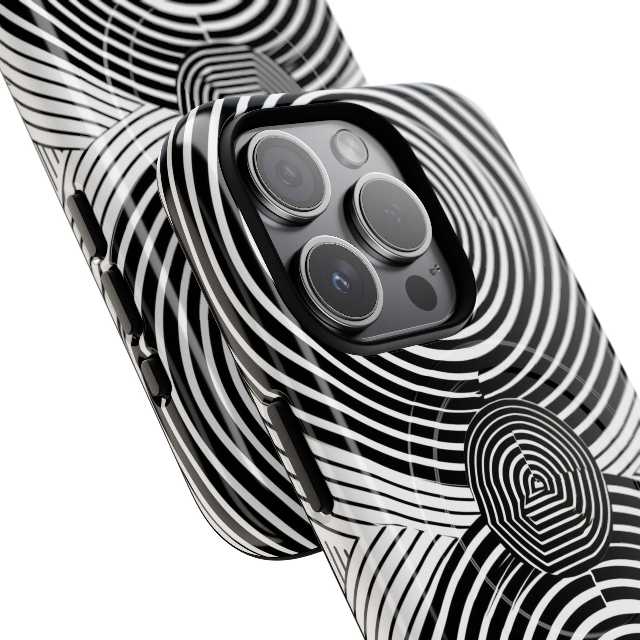 Monochrome Spiral Motion iPhone 15 - Tough+