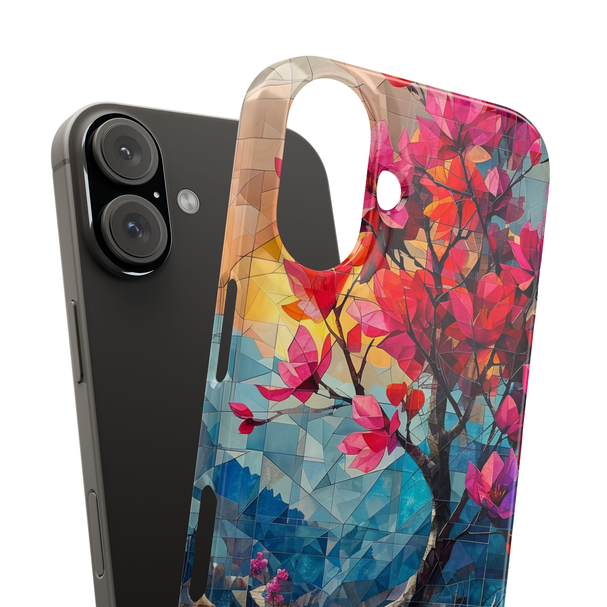 Vibrant Geometric Tree Landscape iPhone 16 - Slim Phone Case