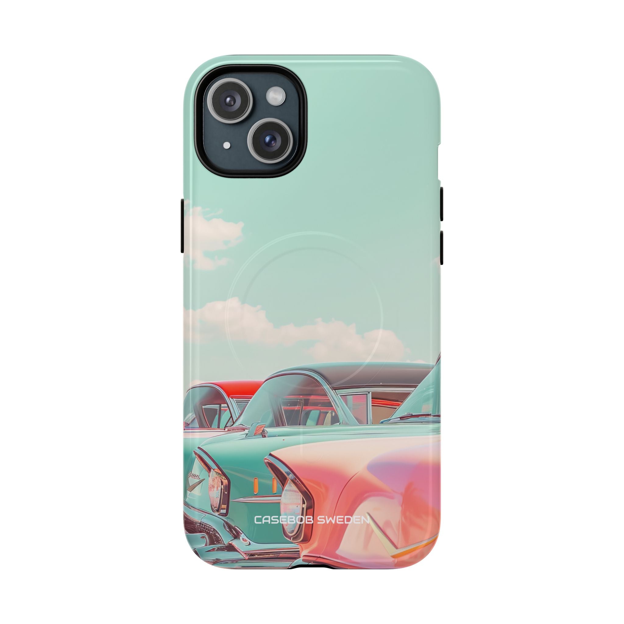 Vintage Turquoise Cars - Tough + MagSafe® iPhone 15 Phone Case