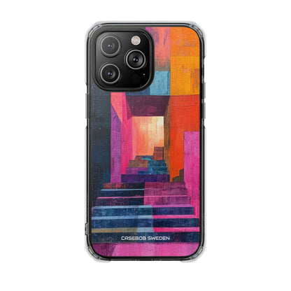 Pink Orange Geometry - Clear Impact iPhone 14 Phone Case