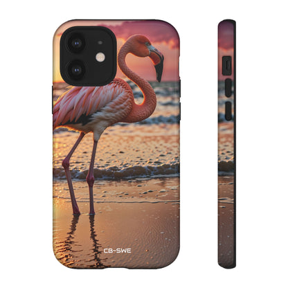 Sunset Flamingo Stand - iPhone Case