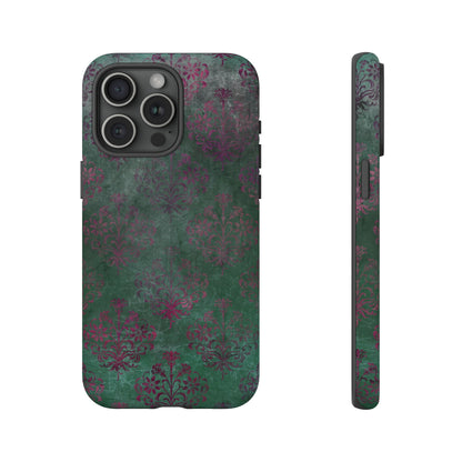 Green Damask Gothic Flower - Protective Phone Case