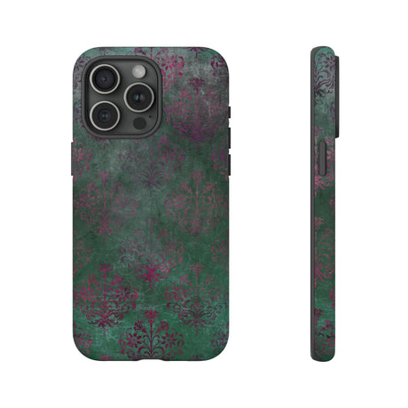 Green Damask Gothic Flower - Protective Phone Case