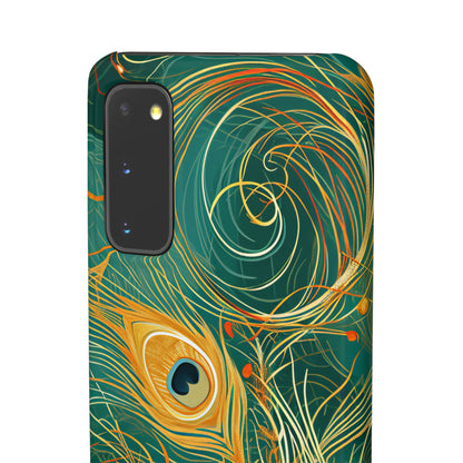 Peacock Elegance in Teal and Gold Samsung S20 - Slim Phone Case