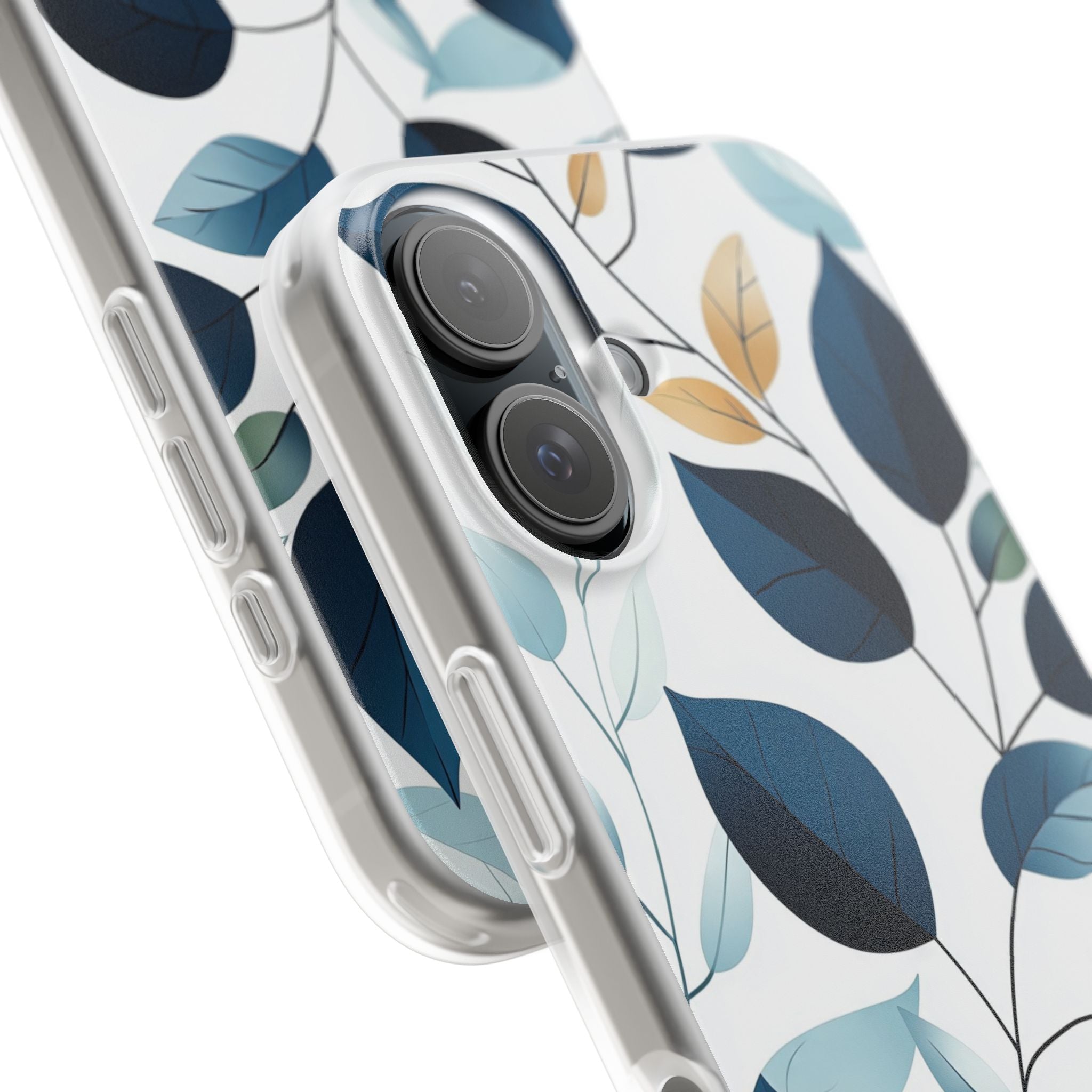 Navy Leaf Veins iPhone 16 Case - Soft