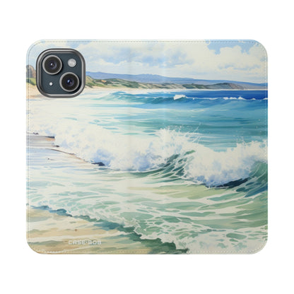 Foaming Blue Waves - iPhone 15 Case - Wallet