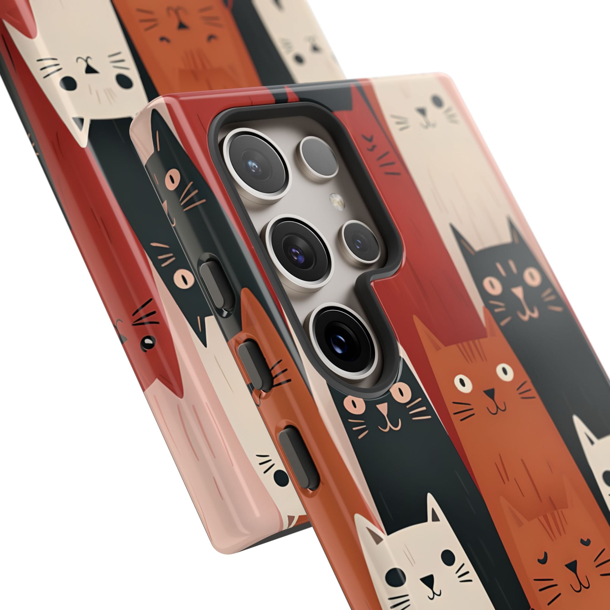 Elongated Cats Black Samsung S24 Ultra Case - Tough