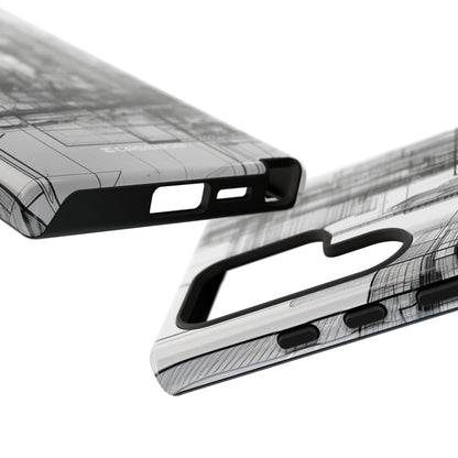 Urban Complexity: Black Lines Design - For Samsung S24