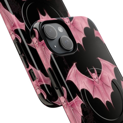 Gothic Pink Bats Aflame iPhone 15 | Tough+ Phone Case