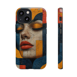 Blue Lady's Geometric Elegance - Protective Phone Case