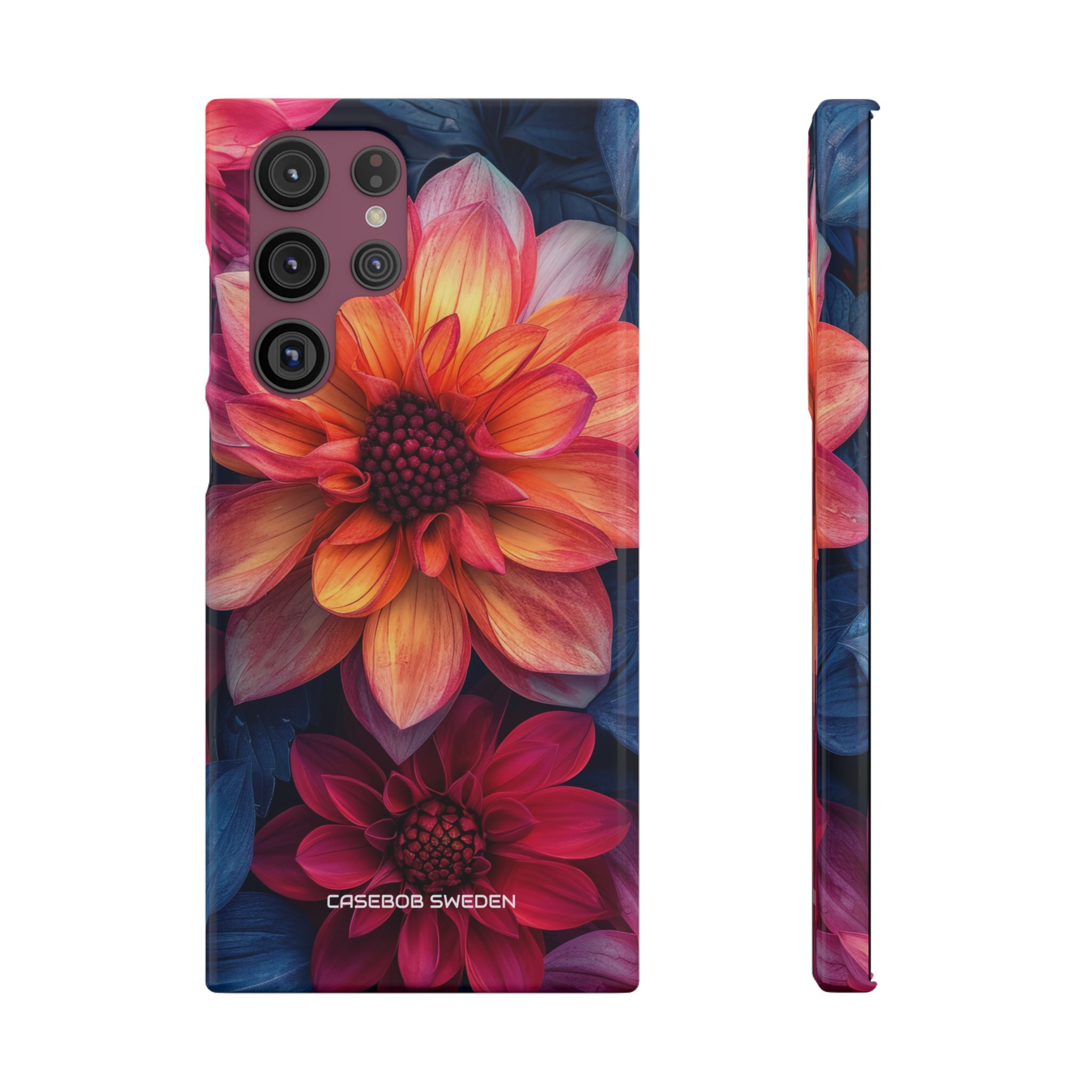 Floral Harmony Orange Blue - Slim Samsung S22 Phone Case