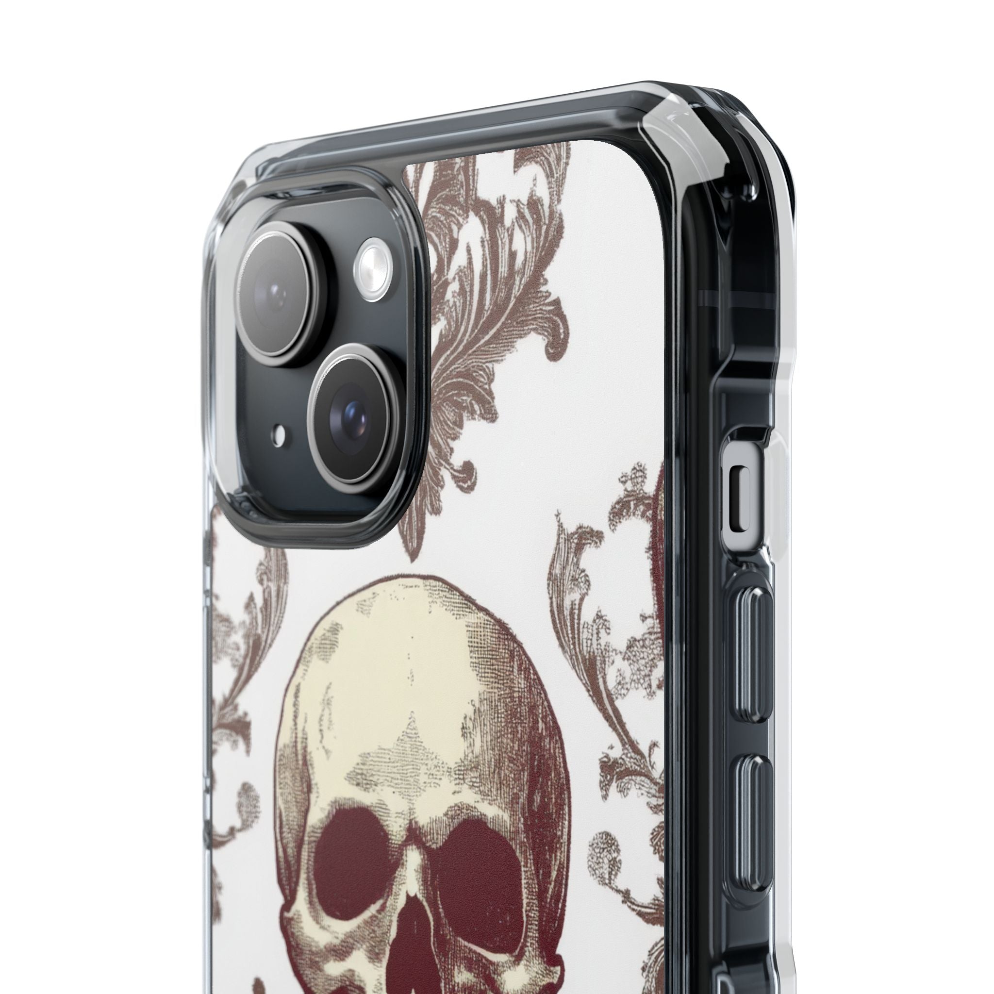 Gothic Skulls and Ornate Foliage iPhone 15 - Clear Impact Phone Case