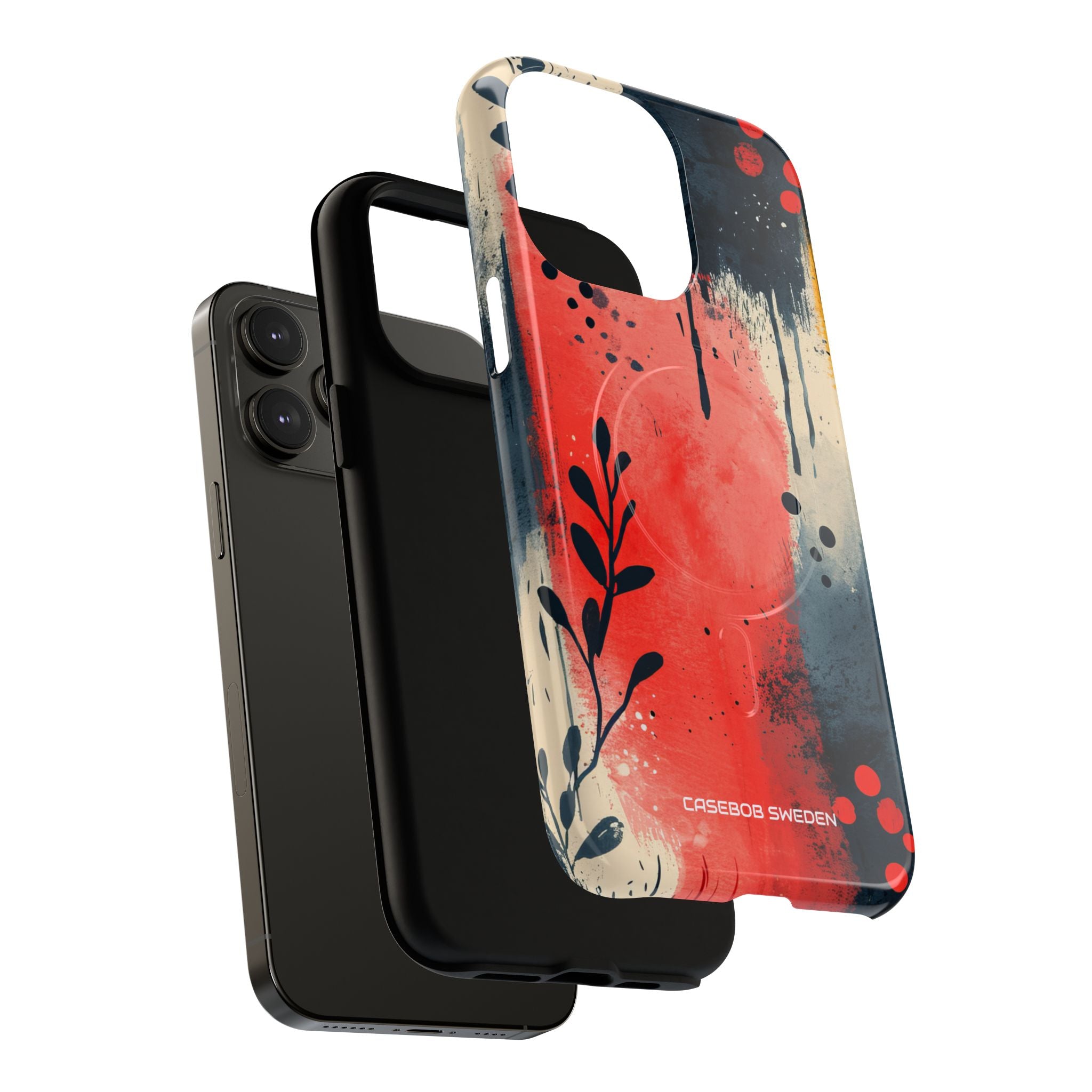 Red Blue Abstract Florals - Tough + MagSafe® iPhone 14 Phone Case