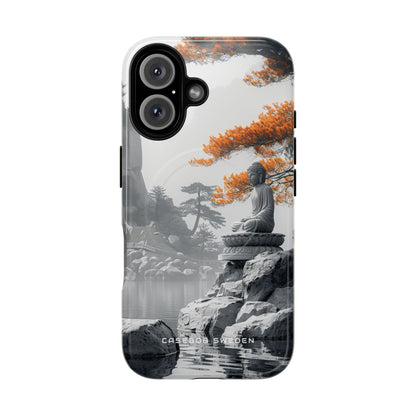 Zen Serenity: Tranquil Landscape with Buddha and Pagoda iPhone 16 | Tough+ Phone Case