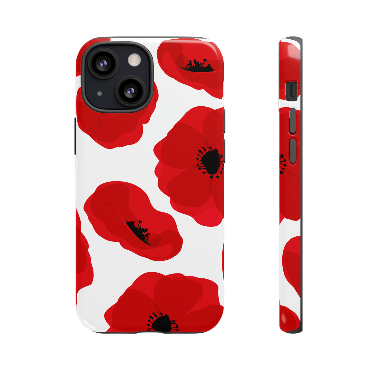 Red poppies on white iPhone case (Protective) - Protective Phone Case