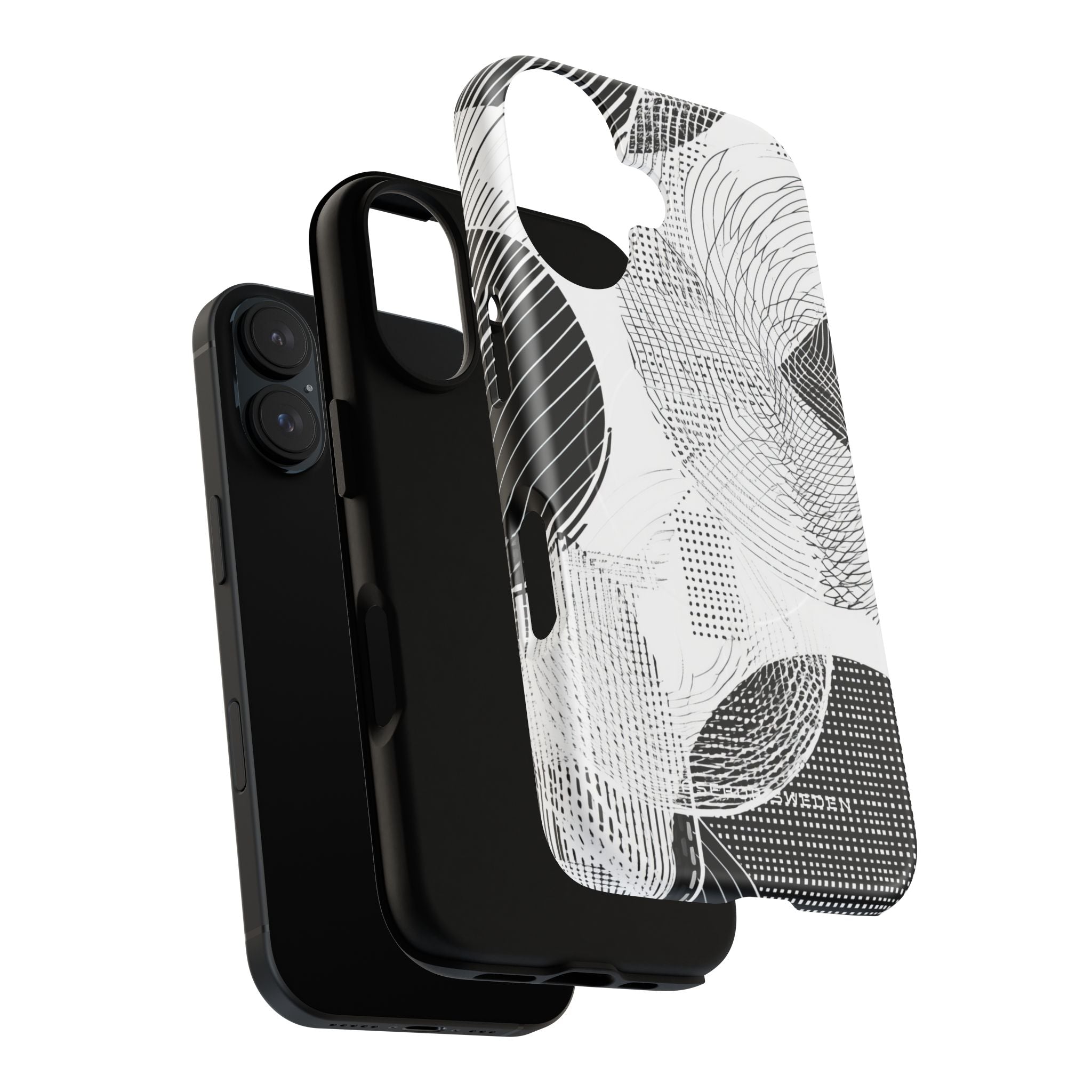 Geometric Monochrome Flow iPhone 16 | Tough+ Phone Case