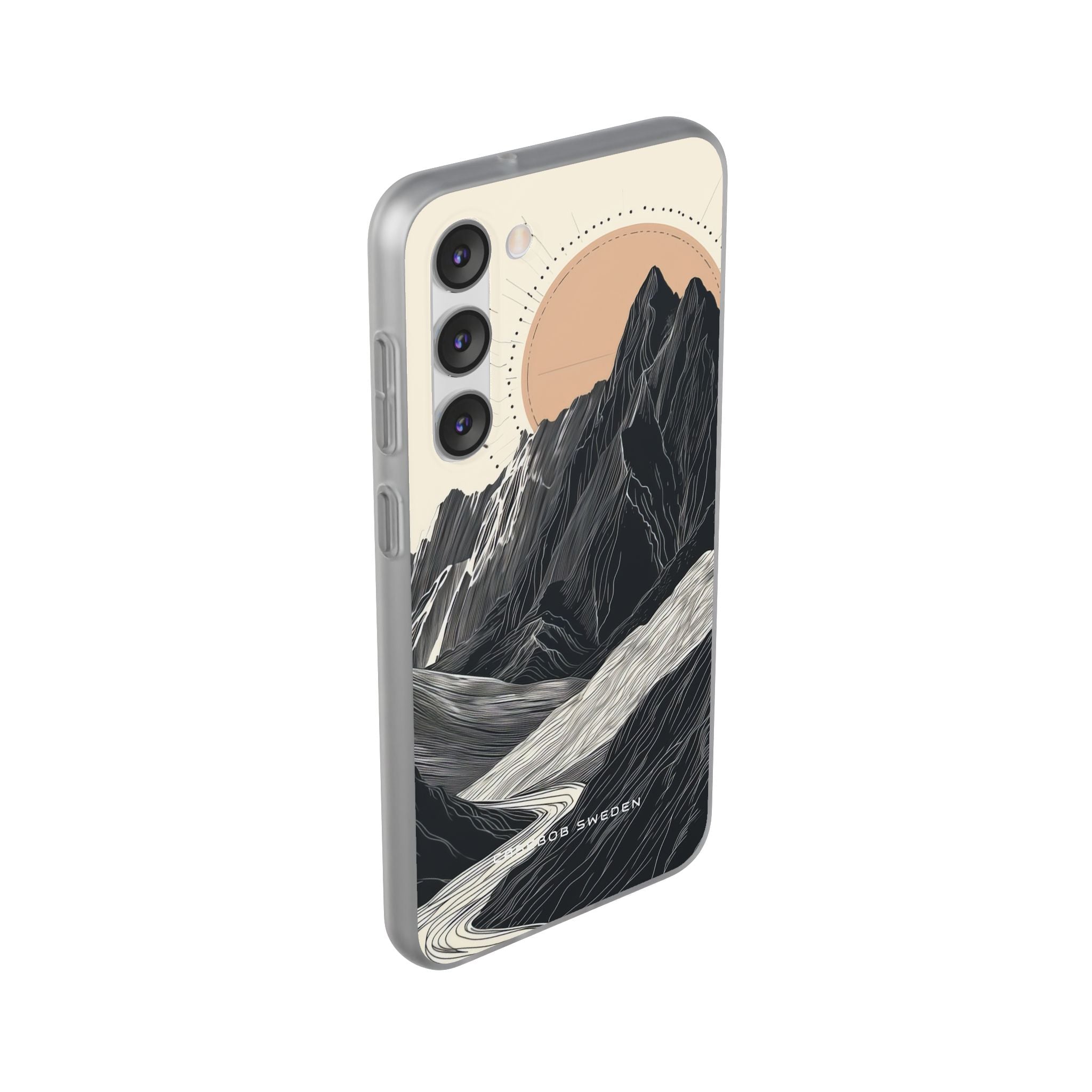 Minimalist Mountain Landscape with Flowing River Samsung S23 - Flexi Phone Case