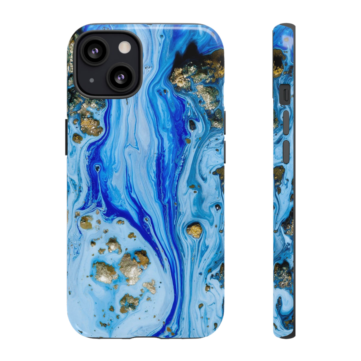 Blue Ice Ink Art iPhone Case (Protective) iPhone 13 Glossy Phone Case