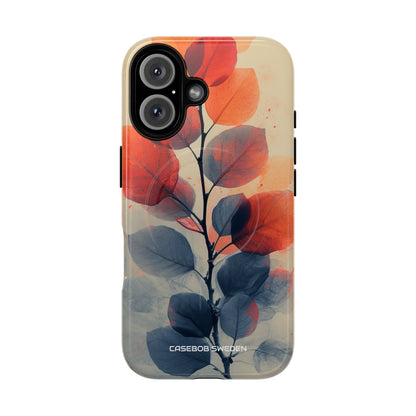 Orange Gray Leaves - Tough + MagSafe® iPhone 16 Phone Case