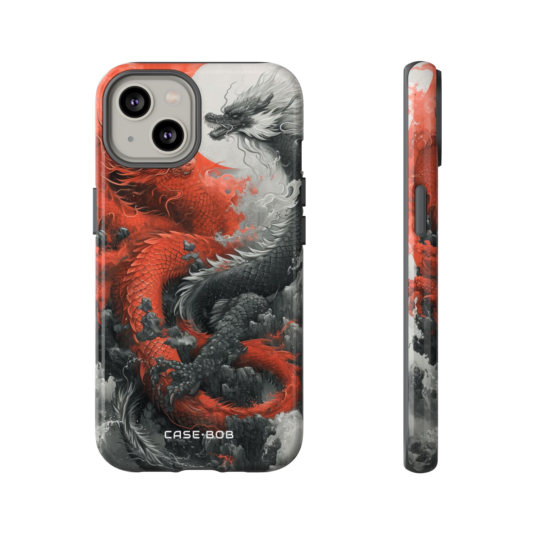 Twin Dragons Crimson iPhone 14 Case - Tough