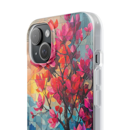 Vibrant Geometric Tree Landscape iPhone 15 - Flexi Phone Case