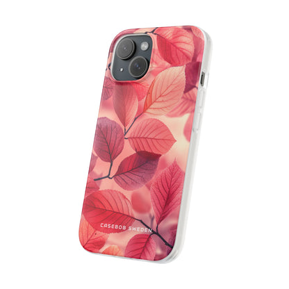 Elegant Pink Leaves iPhone 15 - Flexi Phone Case