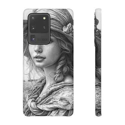 Serene Sketch Portrait | Slim Phone Case for Samsung