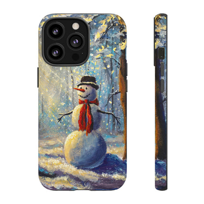 Oil painting - Happy Snowman - Protective Phone Case