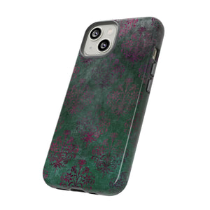 Green Damask Gothic Flower - Protective Phone Case