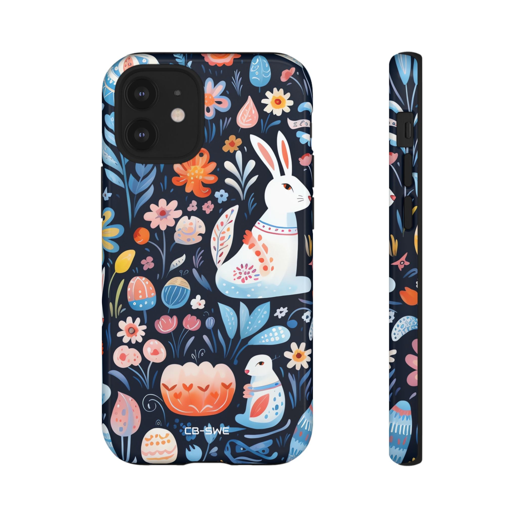 Bunnies Play Among Flowers - iPhone Case