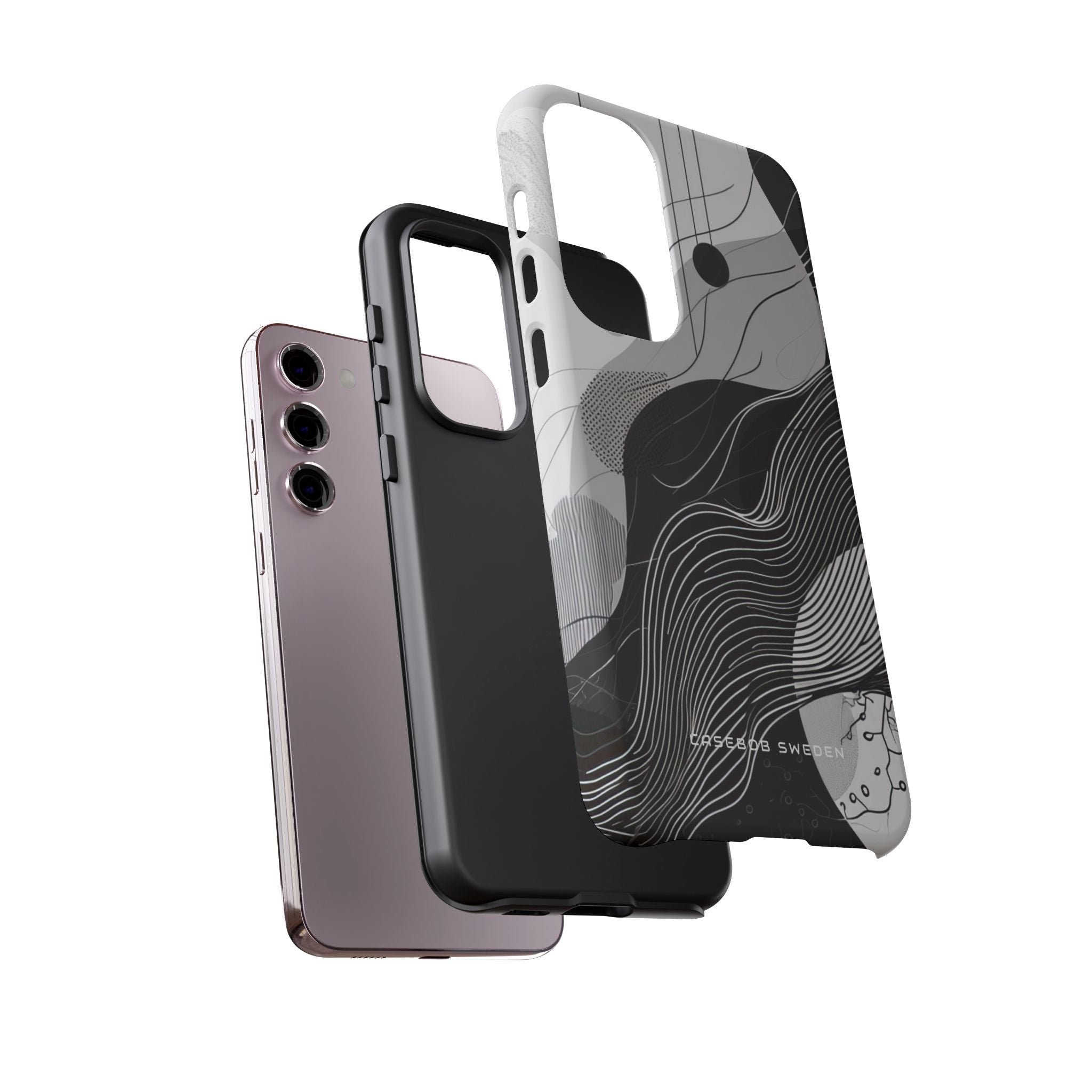 Fluid Rhythms: Monochrome Line Flow Samsung S23 - Tough Phone Case