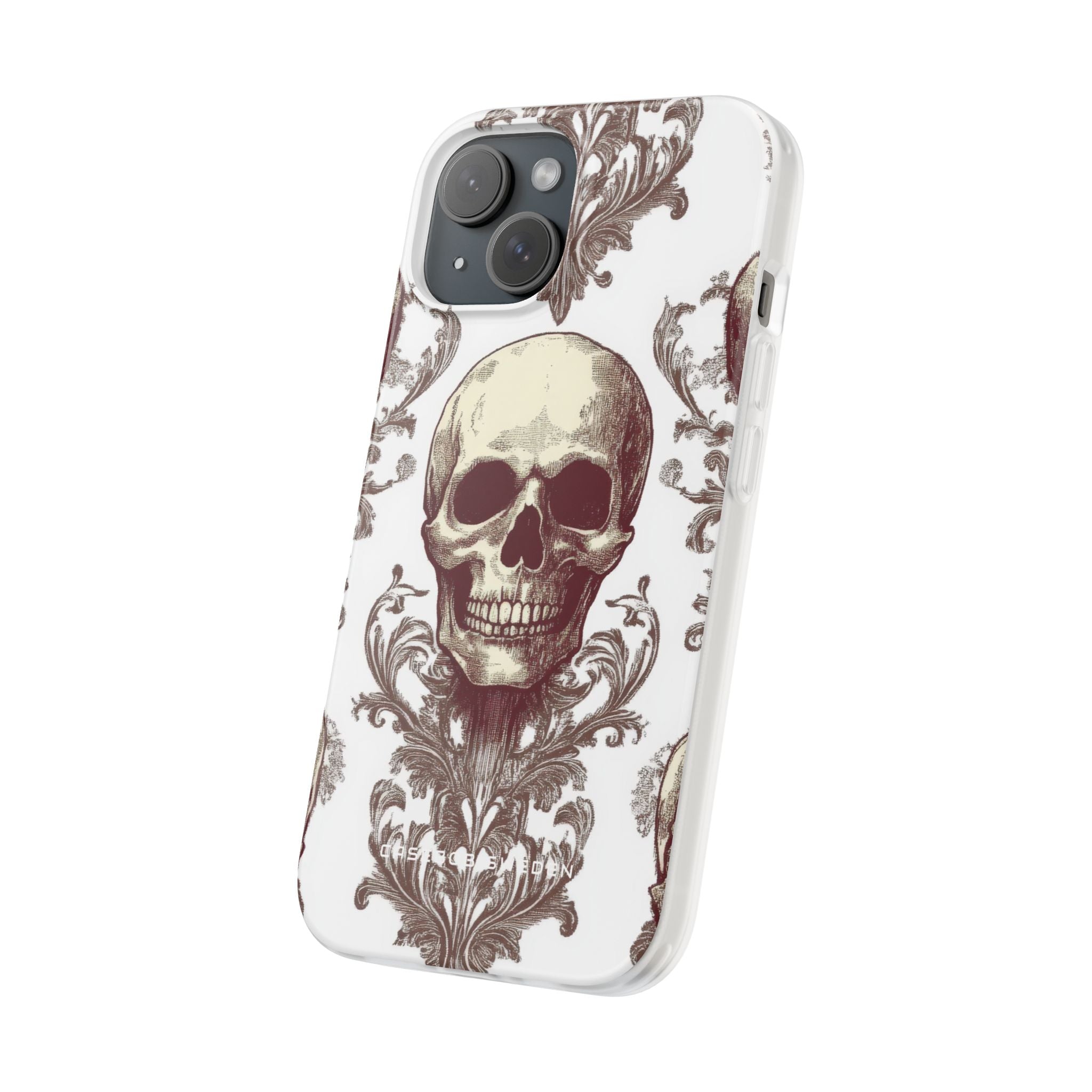 Gothic Skulls and Ornate Foliage iPhone 15 - Flexi Phone Case