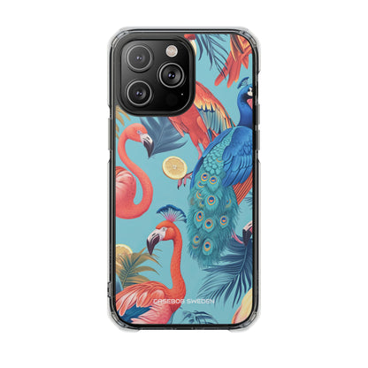 Tropical Flamingo Bliss - Clear Impact iPhone 14 Phone Case