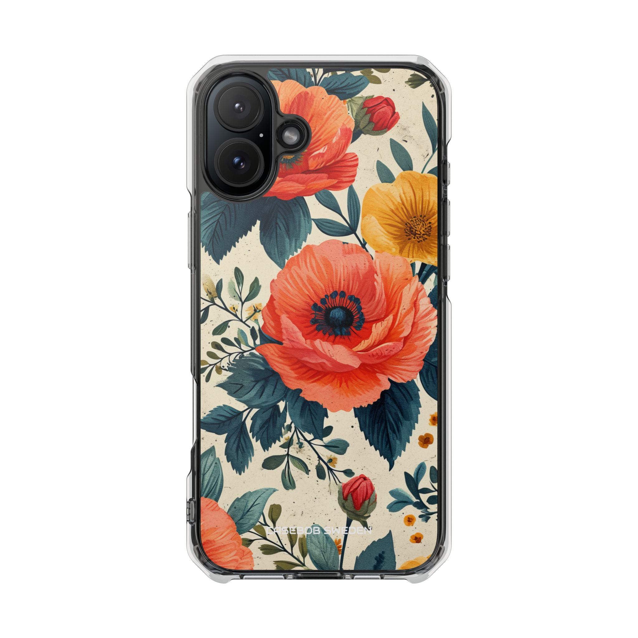 Vibrant Botanical Poppies - Clear Impact iPhone 16 Phone Case