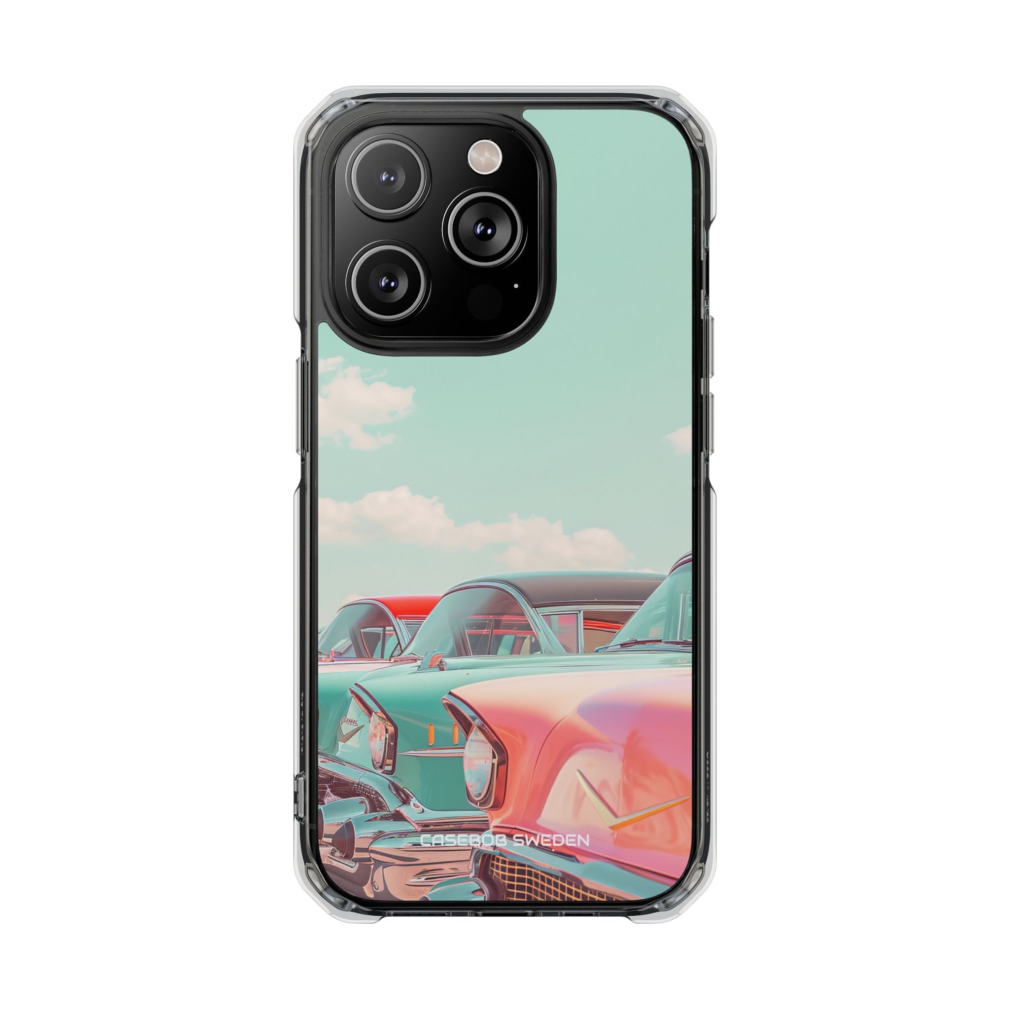 Vintage Turquoise Cars - Clear Impact iPhone 14 Phone Case