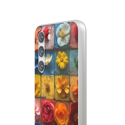 Vibrant Floral Tiles - Flexi Samsung S23 Phone Case